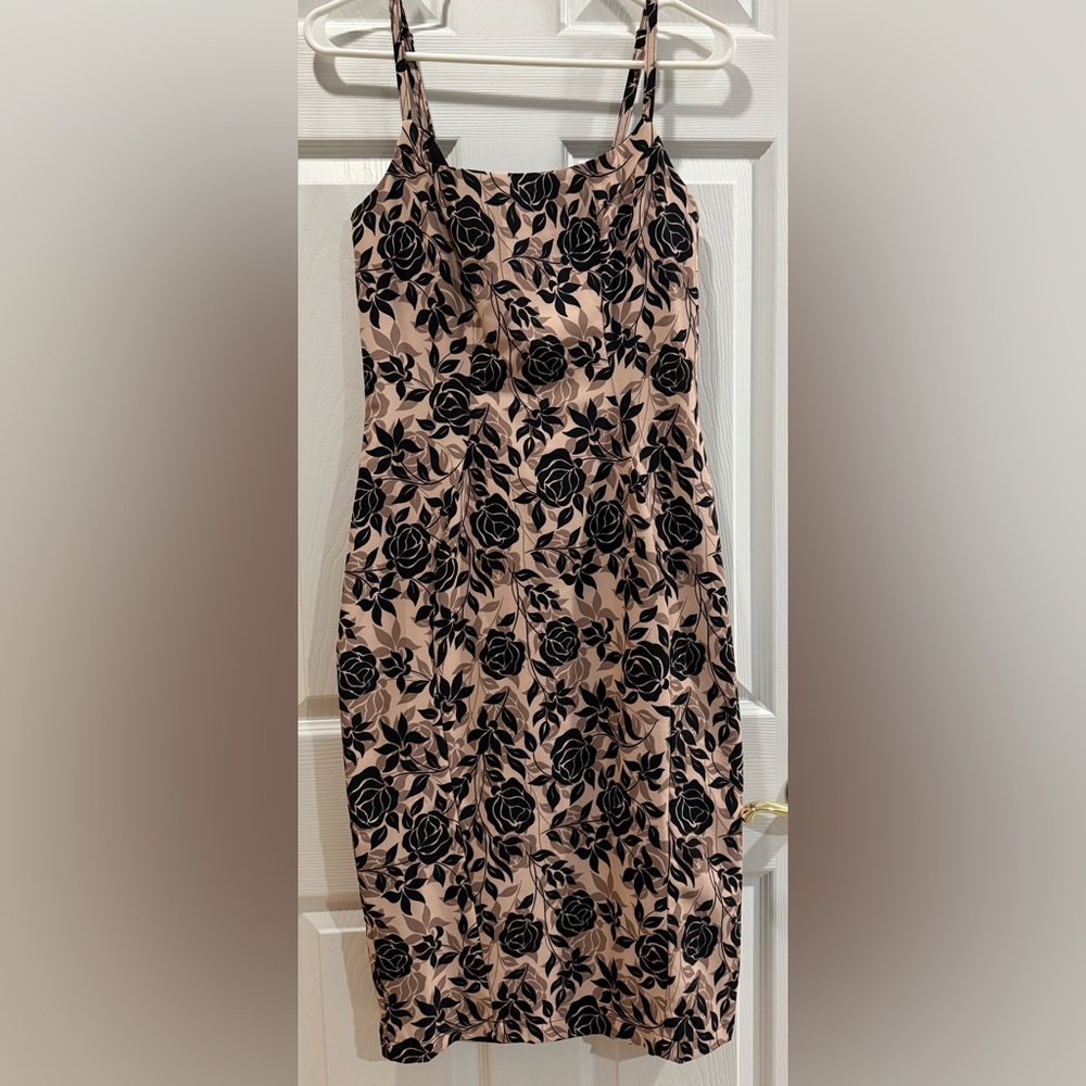 Laura Byrnes and Hope Morrison Mauve Layered Roses Wiggle Dress